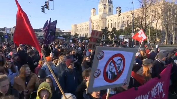 Austrians protest at return of far-right to coalition government after 17 years Austrians protest at return of far-right to coalition government after 17 years