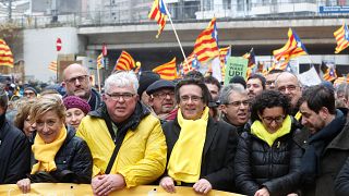 Puigdemont prende parte ad una manifestazione a Bruxelles