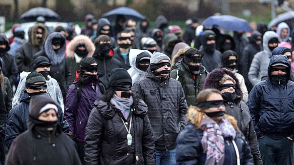 Manifestantes rumanos protestan contra la reforma judicial Manifestantes rumanos protestan contra la reforma judicial