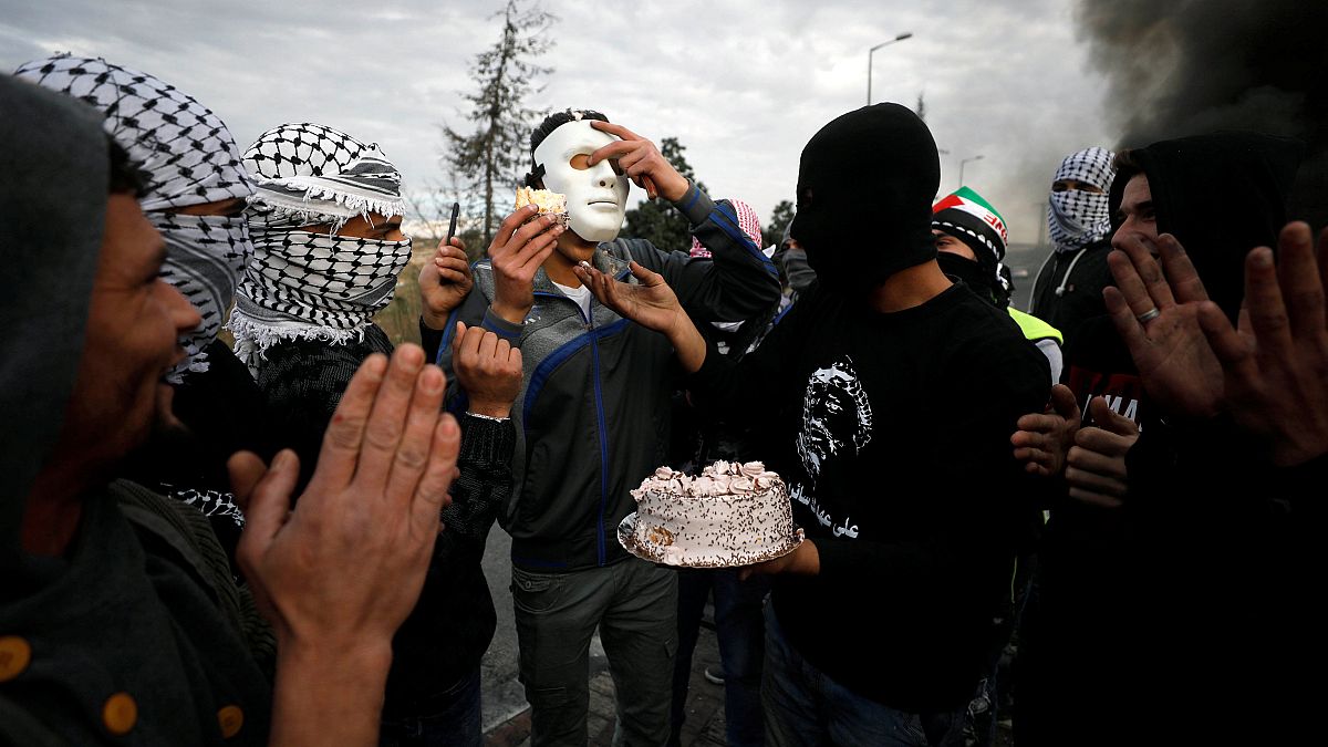 Palästinensische Demonstranten nahe der Siedlung Beit El