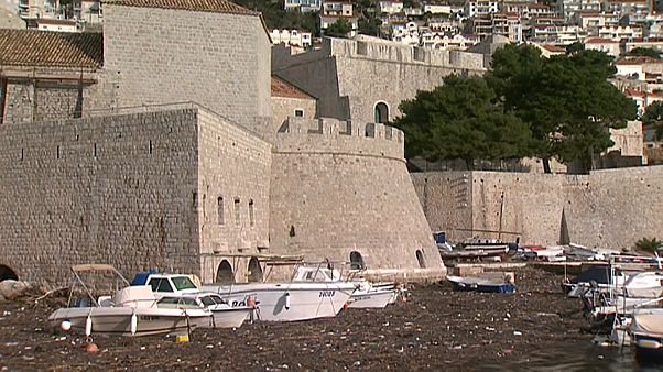 Mar de lixo junto ao Porto de Dubrovnik Mar de lixo junto ao Porto de Dubrovnik