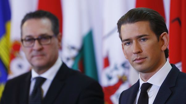 Austrian Vice Chancelllor Heinz-Christian Strache (L) and Chancellor Sebast Austrian Vice Chancelllor Heinz-Christian Strache (L) and Chancellor Sebast
