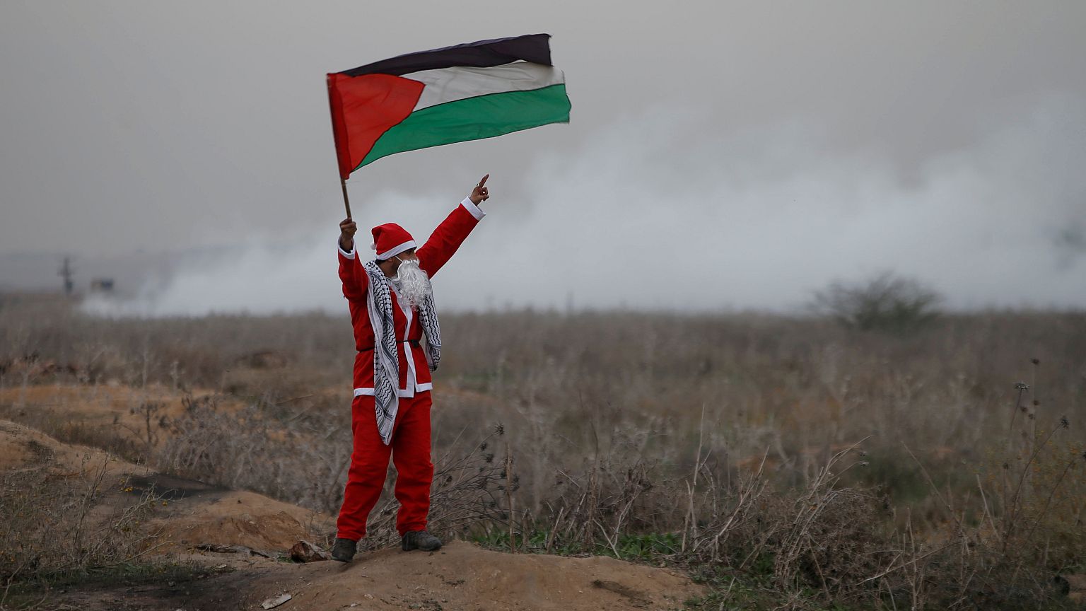 near the border with Israel in the east of Gaza City December 19, 2017. 