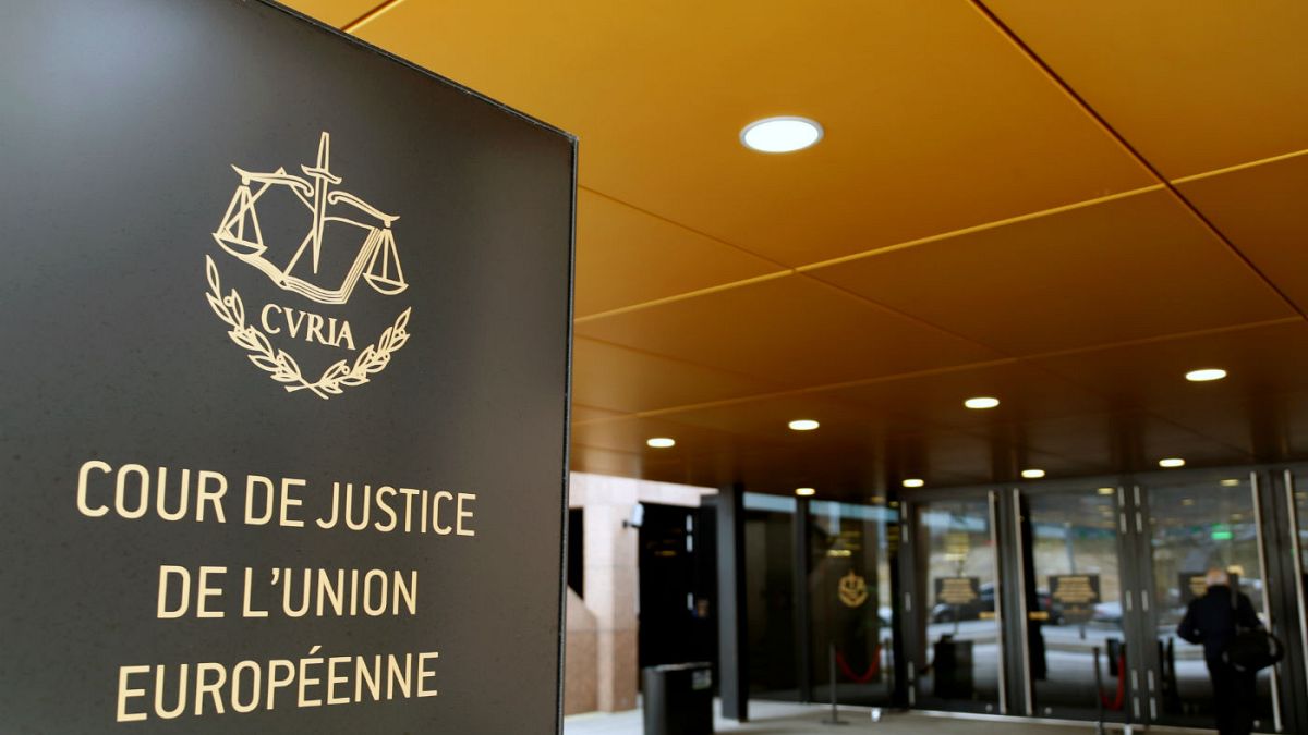 The entrance of the European Court of Justice is pictured in Luxembourg