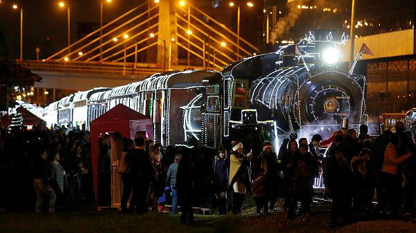 Bogota'da Noel treni Bogota'da Noel treni