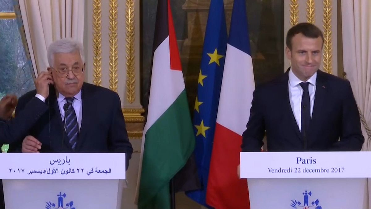 Macron & Abbas deplore US shift on Jerusalem, pledge to pursue peace