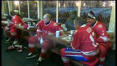 Russian president, Vladimir Putin plays an ice hockey match in the Red Square