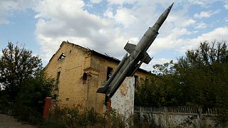 War-scarred neighbourhoods in rebel-held Donetsk
