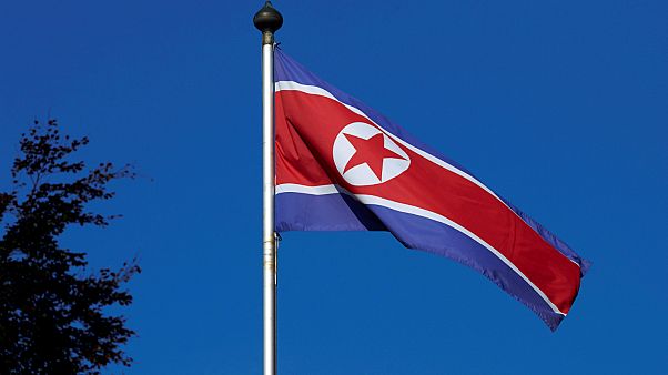 A North Korean flag flies on a mast at the Permanent Mission of North Korea A North Korean flag flies on a mast at the Permanent Mission of North Korea