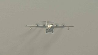 Maiden flight of amphibious plane