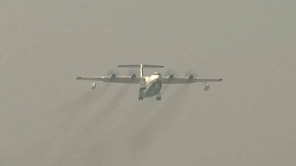 Maiden flight of amphibious plane Maiden flight of amphibious plane