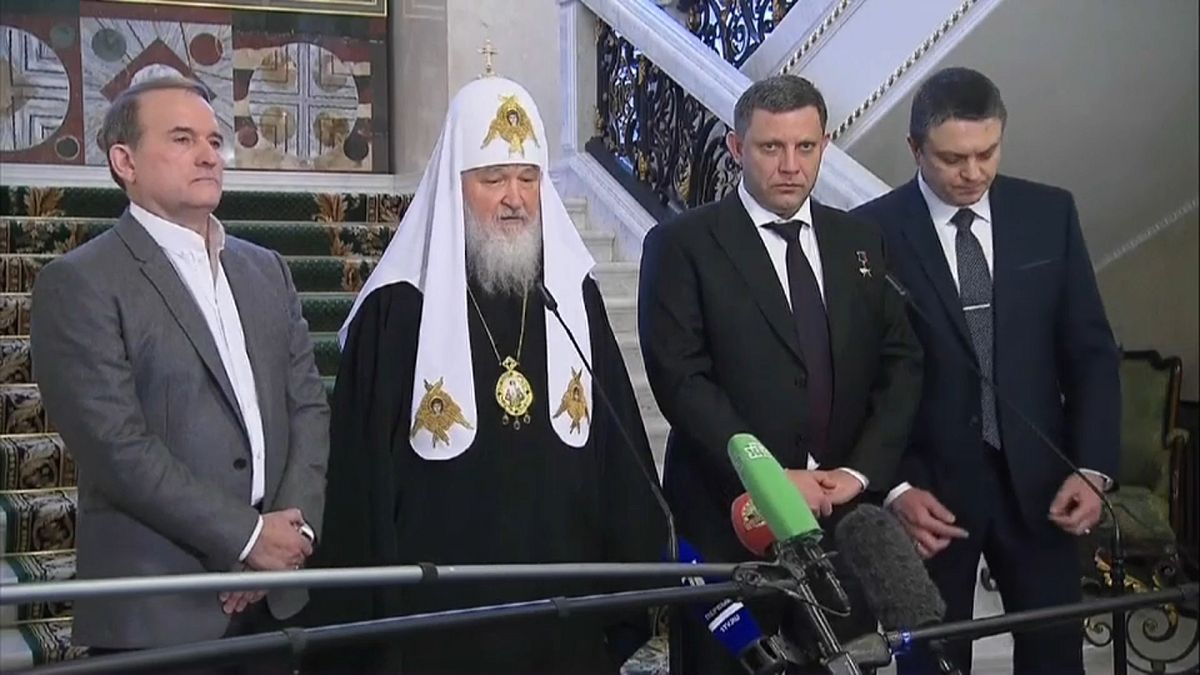 Viktor Medwedtschuk, Patriach Kirill und Vertreter der Separatisten
