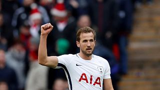 Tottenham's Harry Kane celebrates scoring their second goal