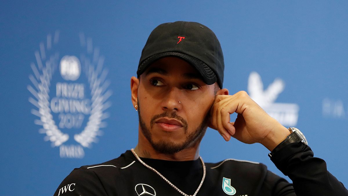 Lewis Hamilton at a Paris news conference on December 8, 2017.