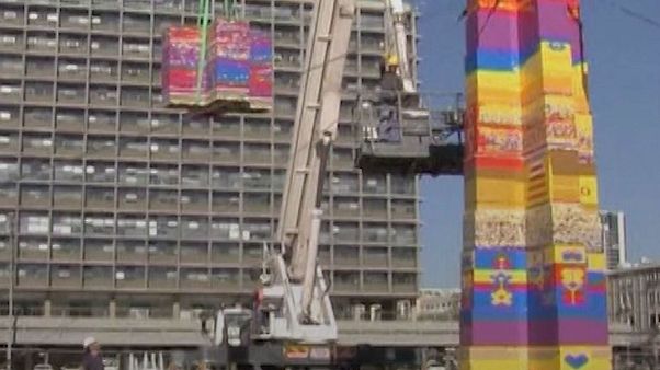 World's 'tallest' Lego tower erected in Tel Aviv in memory of young cancer victim World's 'tallest' Lego tower erected in Tel Aviv in memory of young cancer victim