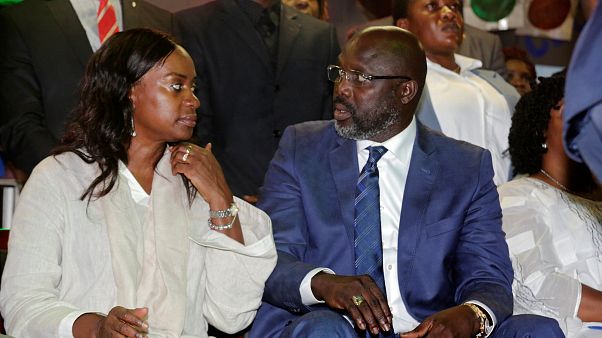 George Weah feleségével George Weah feleségével