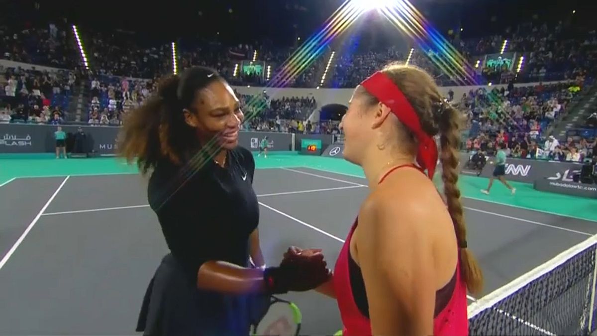 Serena Williams congratulates opponent