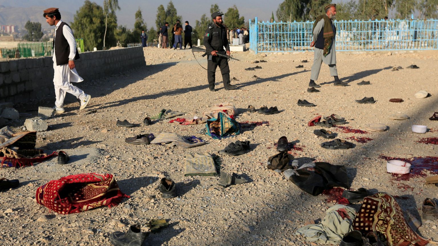 Belongings of blast victims lie on the ground on the outskirts of Jalalabad