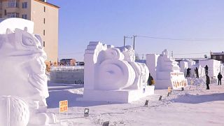 Çin'de kardan heykel yarışması