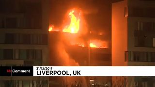 Impressionnant incendie à Liverpool
