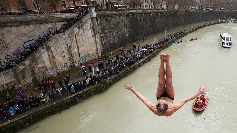 Plongeon du Jour de l'an à Rome