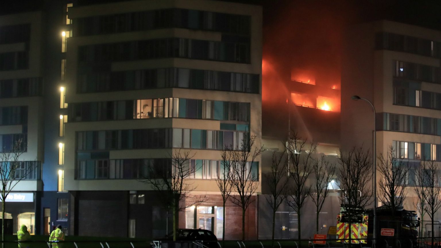 Firefighters tackle a fire during a serious blaze in Liverpool 