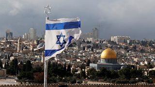 An Israeli flag in Jerusalem's Old City, Dec. 6, 2017