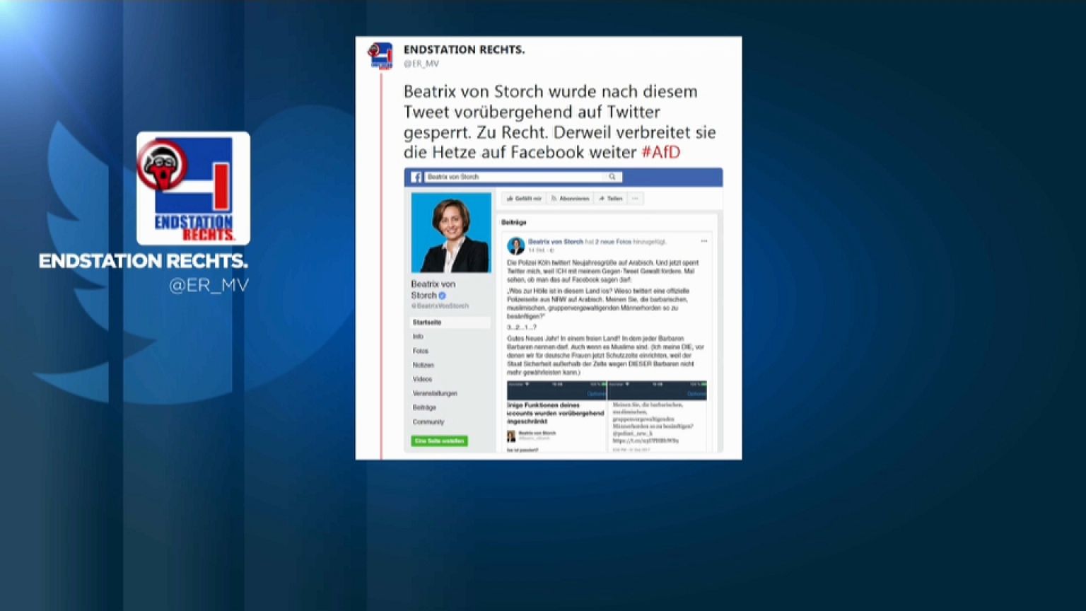 il tweet "incriminato" di Beatrix Von Storch