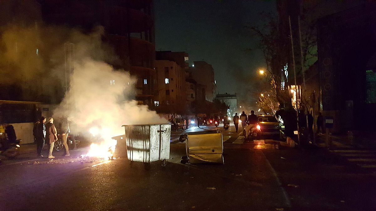 People protest in Tehran, Iran, on December 30, 2017