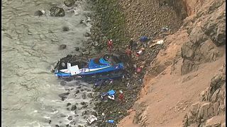 Bus plunges off cliff in Peru