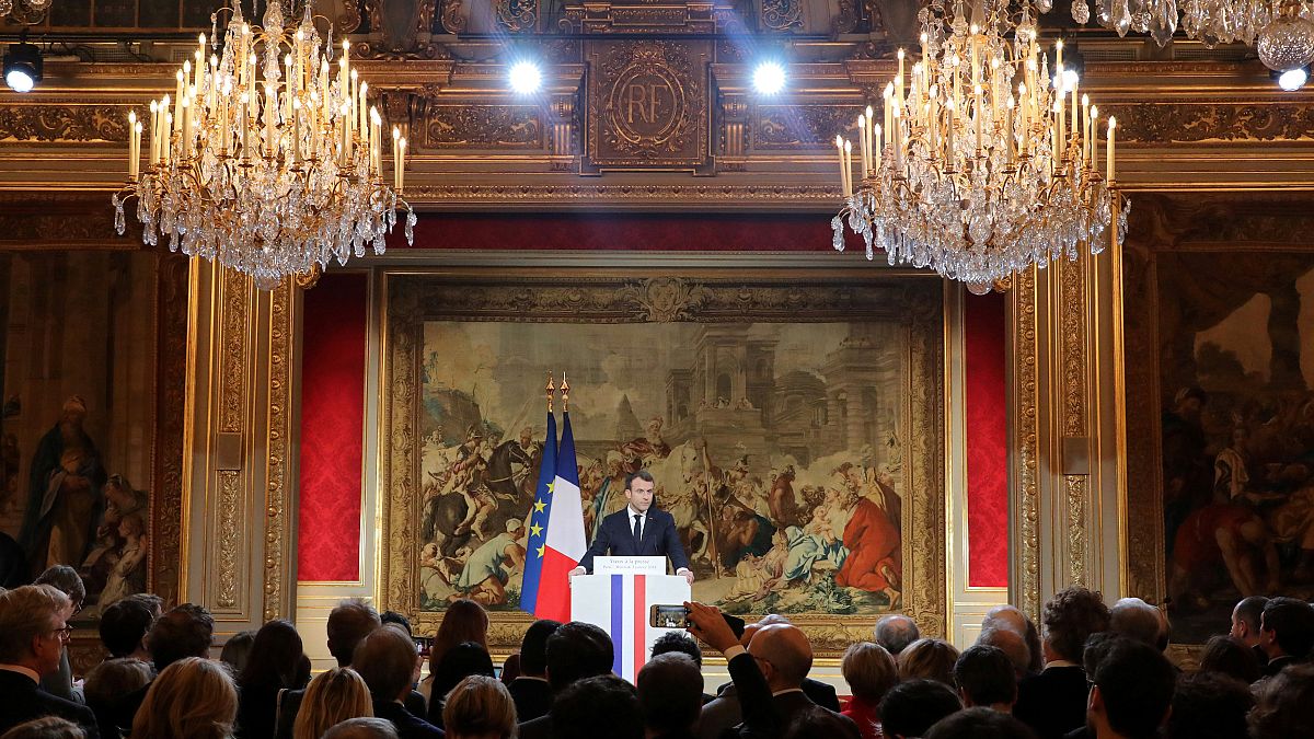 French President Emmanuel Macron at the Elysee Palace in Paris, Jan 3, 2018