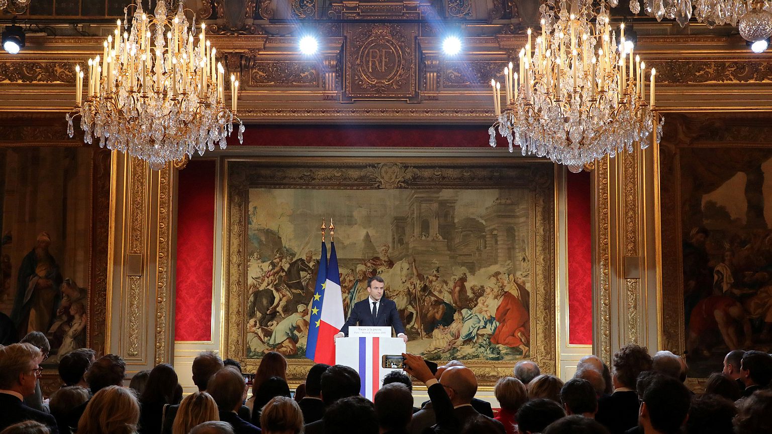French President Emmanuel Macron at the Elysee Palace in Paris, Jan 3, 2018