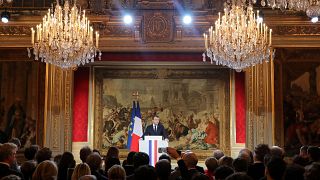 French President Emmanuel Macron at the Elysee Palace in Paris, Jan 3, 2018