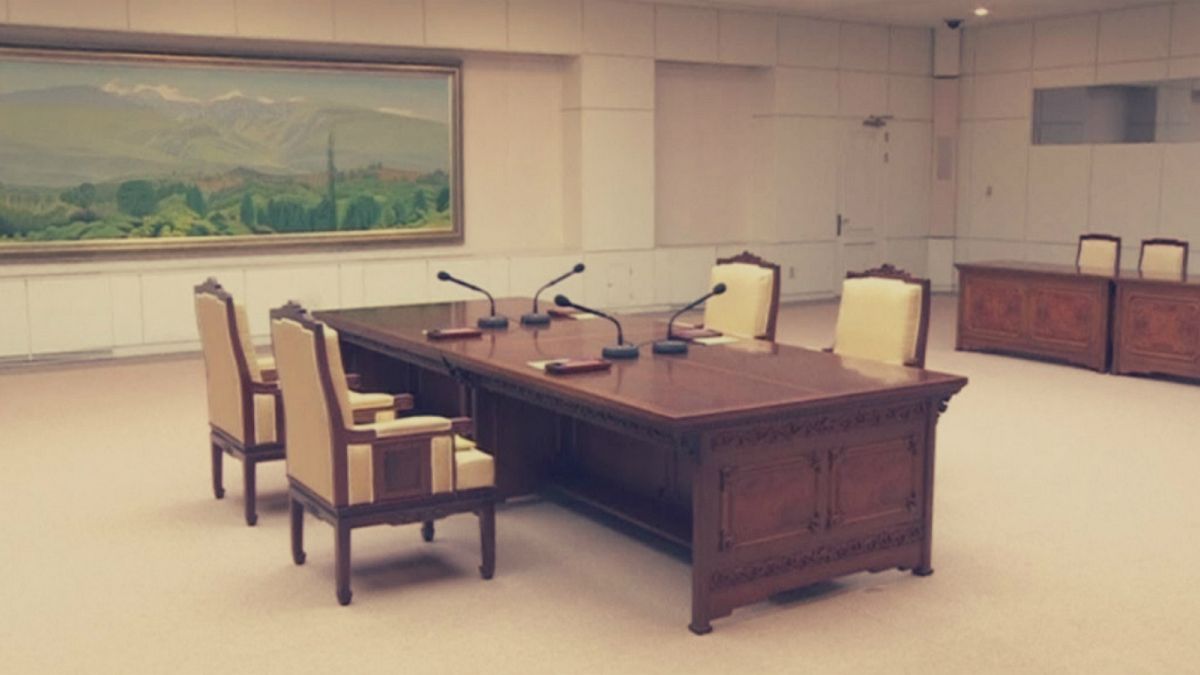 MEETING ROOM AT PEACE HOUSE ON THE SOUTHERN SIDE OF TRUCE VILLAGE OF PANMUN