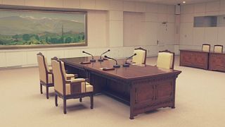 MEETING ROOM AT PEACE HOUSE ON THE SOUTHERN SIDE OF TRUCE VILLAGE OF PANMUN