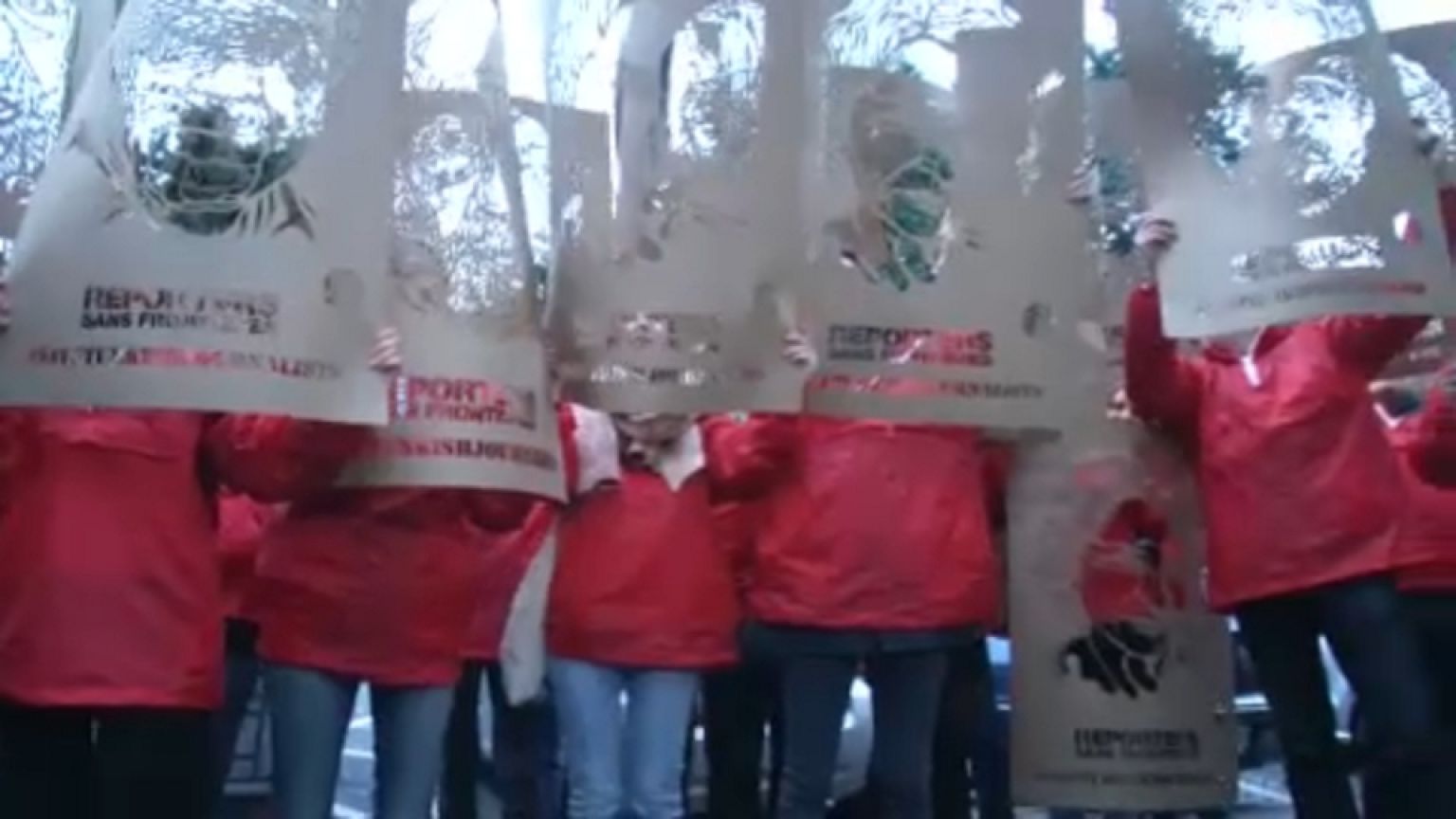 Manifestation de Reporters sans Frontières contre le président turc.