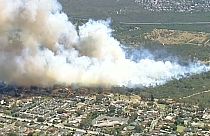 A bushfire leaves a massive trail over Carrum Downs in Melbourne