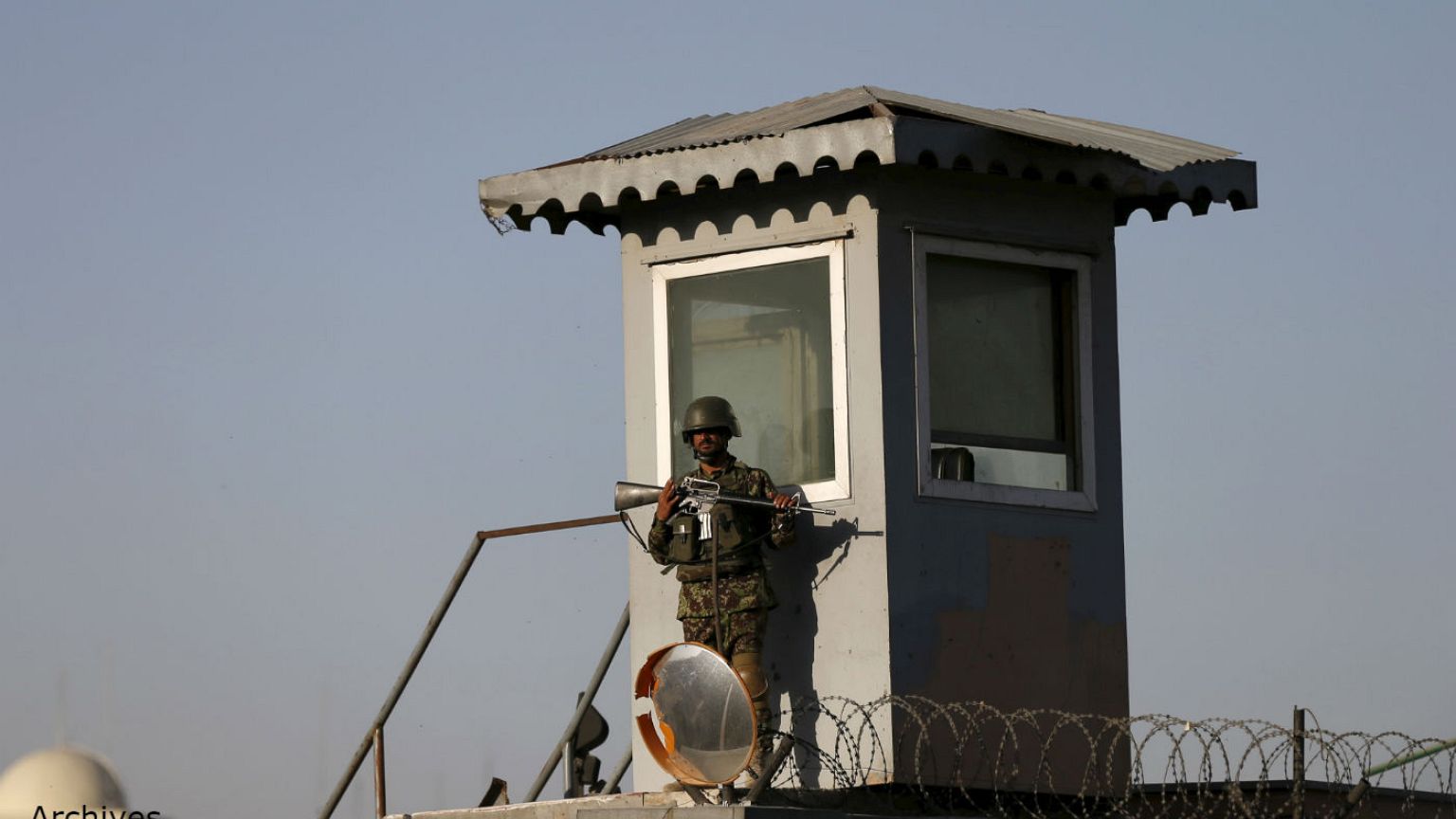 An Afghan National Army soldier keeps watch Kabul