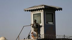 An Afghan National Army soldier keeps watch Kabul