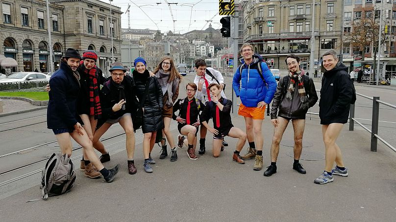 Europeans take off their trousers for annual 'No Pants Subway Ride