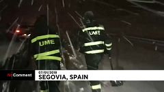 Снегопады в Испании: пробки и замерзшие водители 