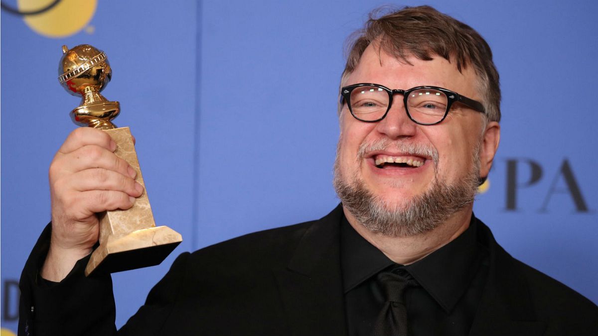 Guillermo del Toro poses backstage at the 75th Golden Globe Awards