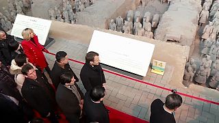 The French president views China's Terracotta Army