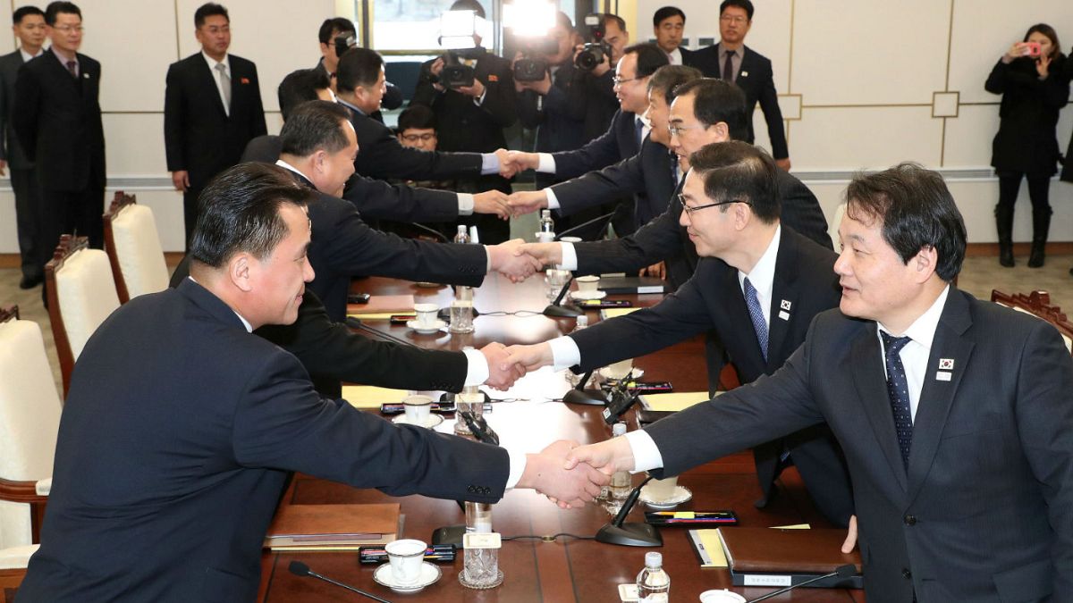 South and North Korean delegations