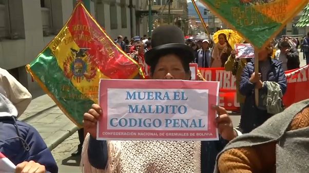 Una manifestante muestra un cartel que dice "Muera el maldito Código Penal" Una manifestante muestra un cartel que dice "Muera el maldito Código Penal"