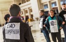 A silent protest at Union Station against Islamophobia in Washington