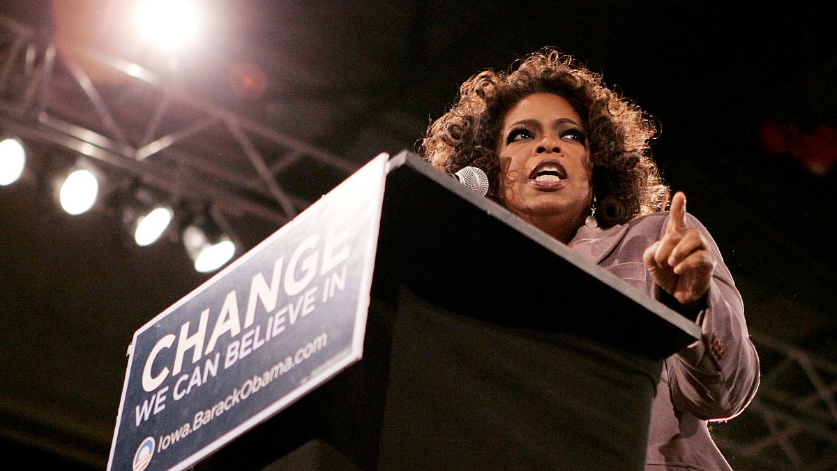 Oprah Winfrey durante la campaña de Obama