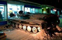 Russian man rams stolen armoured personnel carrier into shop, steals wine