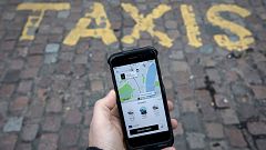 Uber app on a mobile telephone
