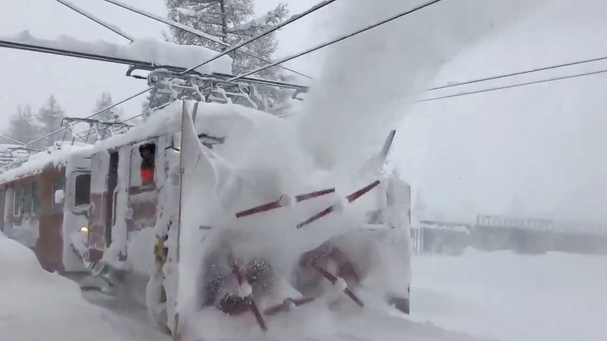 Train services to Zermatt were halted for two days due to heavy snow 